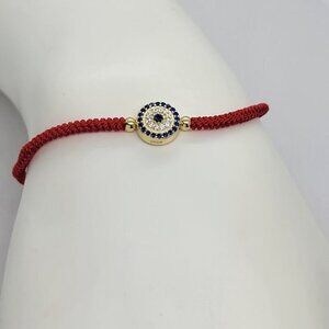 Protective Elegance – Sterling Silver Evil Eye Adjustable Bracelet